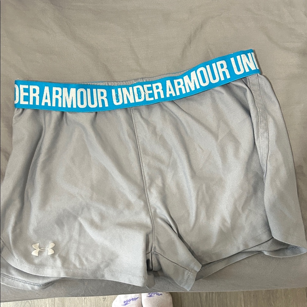 Under Armour Gray Shorts with Blue Waistband